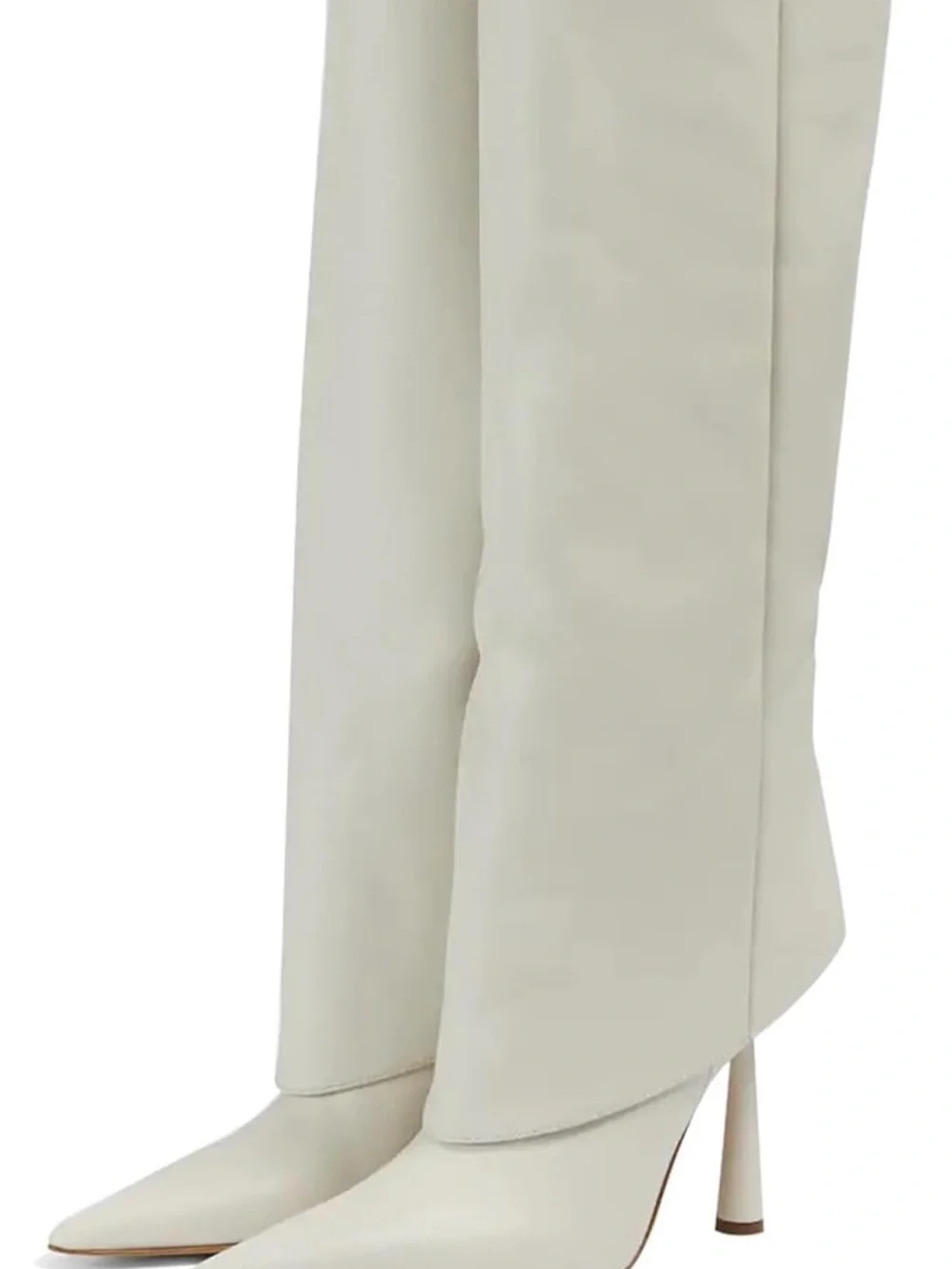 Women's Pointed Toe Knee-High Stiletto Boots in white size 42/11